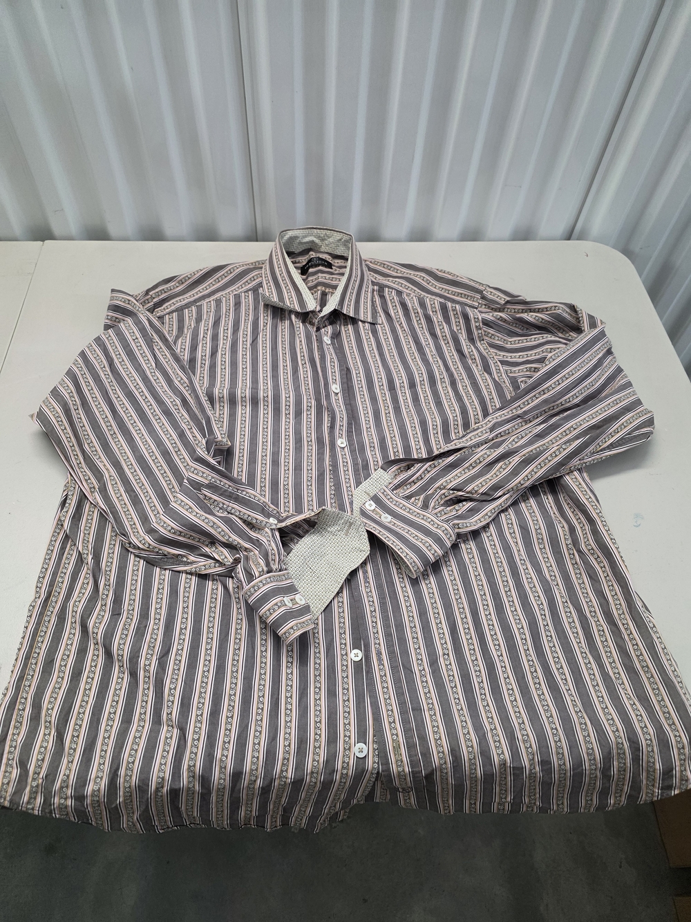 Bugatchi Vomo Long Sleeve Dress Shirt Men's Size XXL